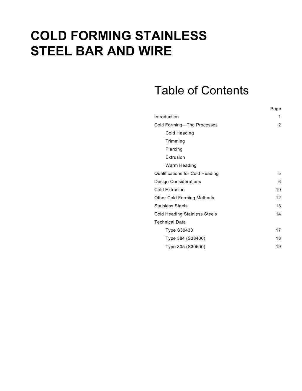 Cold Forming Stainless Steel Bar and Wire