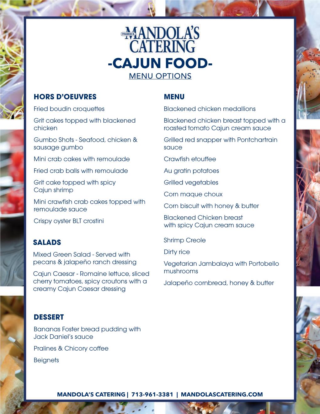 Cajun Food- Menu Options