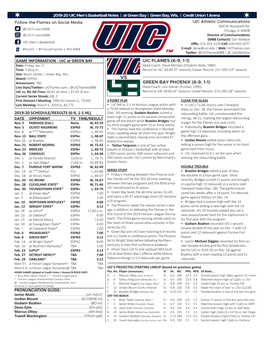 UIC FLAMES (6-9, 1-1) Date: Friday, Jan