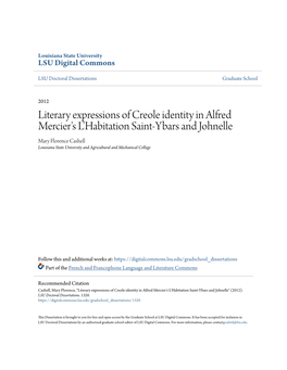 Literary Expressions of Creole Identity in Alfred Mercier's L'habitation