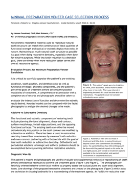 Minimal Preparation Veneer Case Selection Process