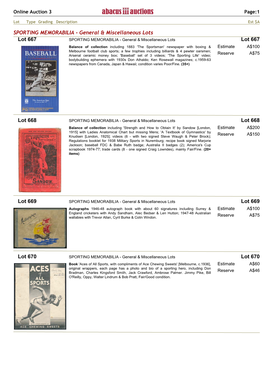 Extract Catalogue for Auction 3