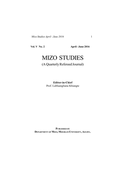 Mizo Studies April - June 2016 1
