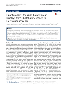 Quantum Dots for Wide Color Gamut Displays from Photoluminescence