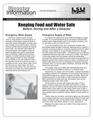 Keeping Food and Water Safe Before, During and After a Disaster