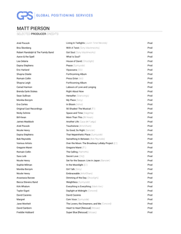 Matt Pierson Selected Producer Credits