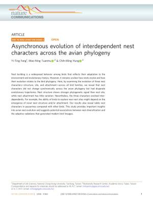 Asynchronous Evolution of Interdependent Nest Characters Across the Avian Phylogeny