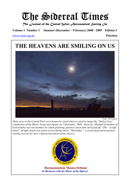 The Sidereal Times the Journal of the Central West Astronomical Society Inc