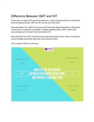 Difference Between GMT and IST