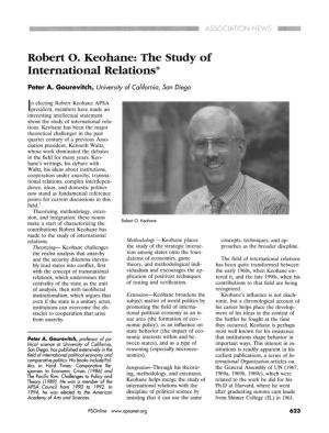 Robert O. Keohane: the Study of International Relations*