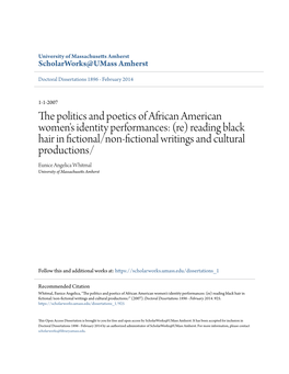 The Politics and Poetics of African American Women's Identity