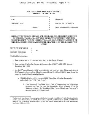Case 20-12836-JTD Doc 491 Filed 02/09/21 Page 1 Of