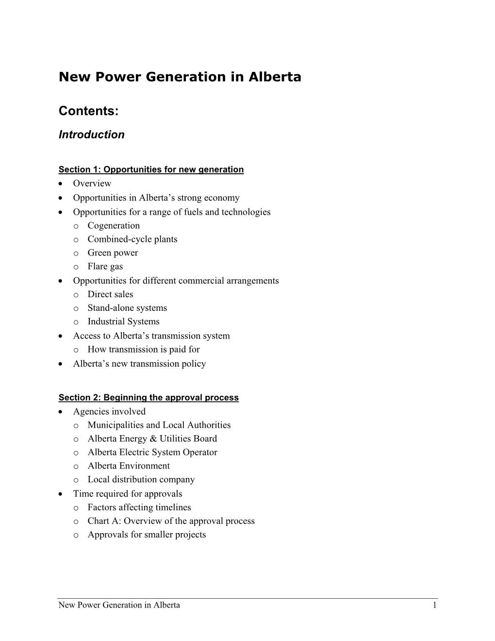 New Power Generation in Alberta