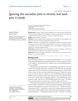Ignoring the Sacroiliac Joint in Chronic Low Back Pain Is Costly