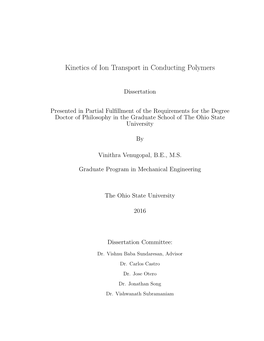 Kinetics of Ion Transport in Conducting Polymers