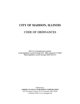 City of Madison, Illinois Code of Ordinances."