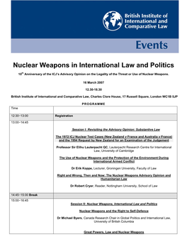 Nuclear Weapons in International Law and Politics