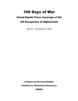 100 Days of War Grand Rapids Press Coverage of the US Occupation of Afghanistan