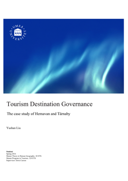 Tourism Destination Governance