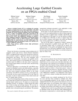 Accelerating Large Garbled Circuits on an FPGA-Enabled Cloud