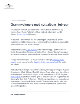 Grammyvinnere Med Nytt Album I Februar