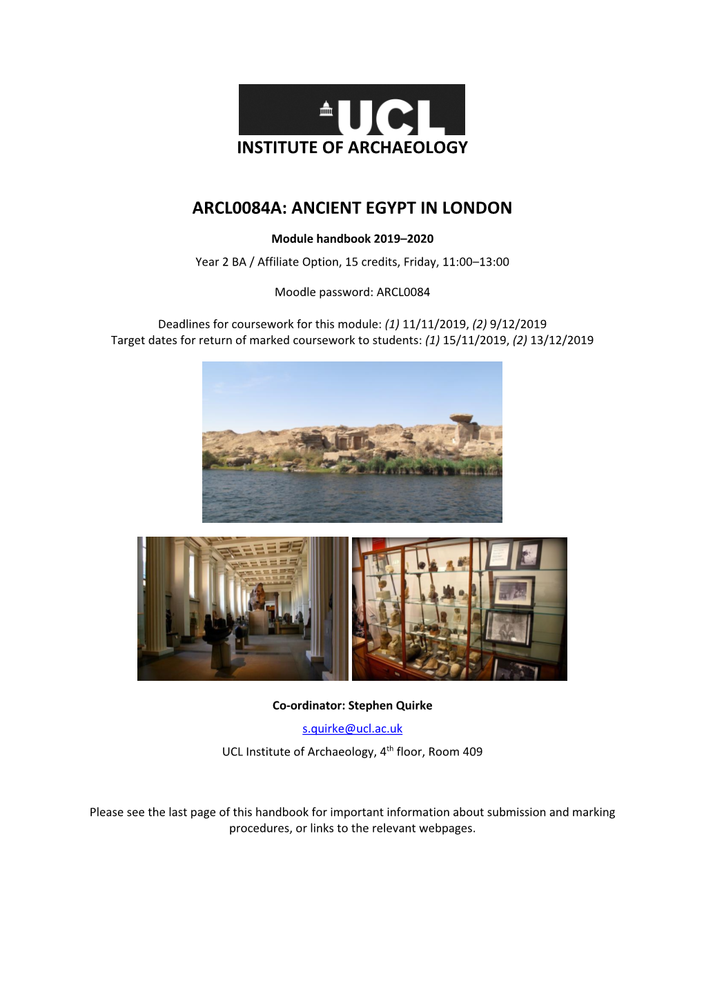 Institute of Archaeology Arcl0084a: Ancient Egypt in London
