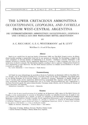 The Lower Cretaceous Ammonitina Olcostephanus, Leopoldia, Aa® Favrella from West-Central Argentina