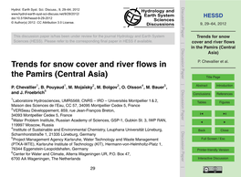 Trends for Snow Cover and River Flows in the Pamirs (Central Asia)