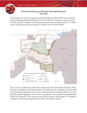 Greater Grand Canyon Heritage National Monument Summary