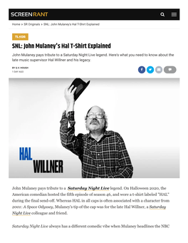SNL: John Mulaney's Hal T-Shirt Explained