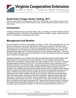 Small Grain Forage Variety Testing, 2017