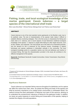 Fishing, Trade, and Local Ecological Knowledge of the Marine Gastropod, Cassis Tuberosa – a Target Species of the Internationa