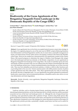 Biodiversity of the Cocoa Agroforests of the Bengamisa-Yangambi Forest Landscape in the Democratic Republic of the Congo (DRC)