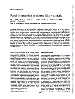 Portal Hypertension in Primary Biliary Cirrhosis