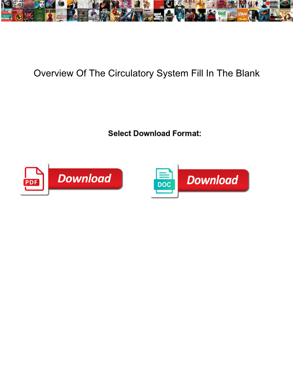 Overview of the Circulatory System Fill in the Blank