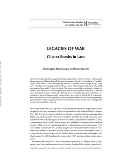 Legacies of War: Cluster Bombs in Laos
