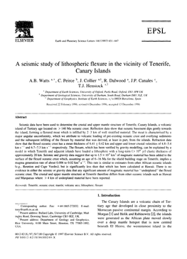 A Seismic Study of Lithospheric Flexure in the Vicinity of Tenerife, Canary Islands