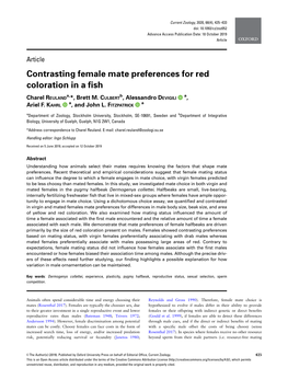 Contrasting Female Mate Preferences for Red Coloration in a Fish