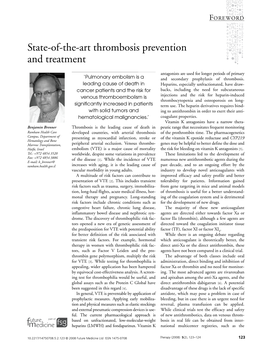 State-Of-The-Art Thrombosis Prevention and Treatment
