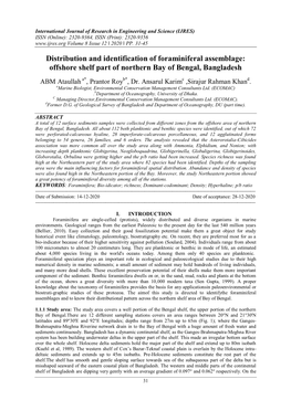 Distribution and Identification of Foraminiferal Assemblage: Offshore Shelf Part of Northern Bay of Bengal, Bangladesh