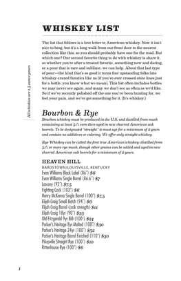 Bourbon & Rye WHISKEY LIST