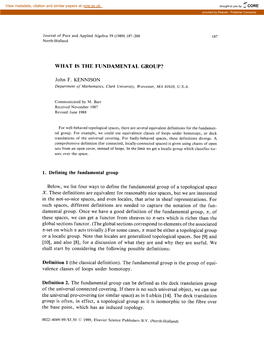 What Is the Fundamental Group?