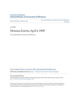 Montana Kaimin, April 4, 1969 Associated Students of University of Montana