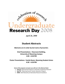 Undergraduate Research Day: 2008 Program