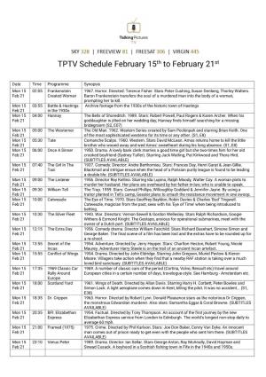 TPTV Schedule February 15Th to February 21St