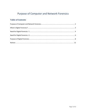 Purpose of Computer and Network Forensics