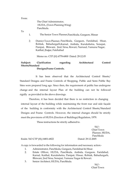 Clarification Regarding Architectural Control Sheets/Standard Designs