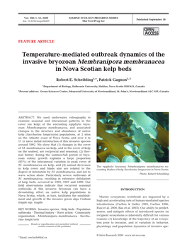 Temperature-Mediated Outbreak Dynamics of the Invasive Bryozoan Membranipora Membranacea in Nova Scotian Kelp Beds
