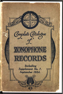 Complete Catalogue of Zonophone Records 1924