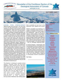 Newsletter of the Cordilleran Section of the Geological Association of Canada